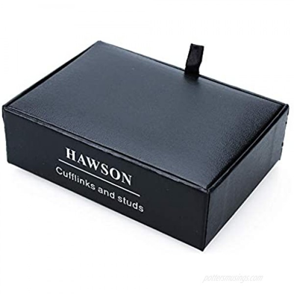 HAWSON Cufflinks for Men with Tuxedo Shirt Studs Cuff Links and Tuxedo Shirt Studs Gift Sets for Wedding and Party.