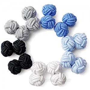 HONEY BEAR Silk Knot Fabric Cufflinks 5 Pairs Set for Mens/Womens Shirt Gift