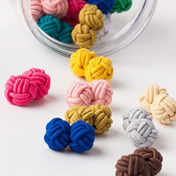 Jacob Alexander Gift Jar 25 Pairs Solid Color Silk Knot Cufflinks Bulk Collection