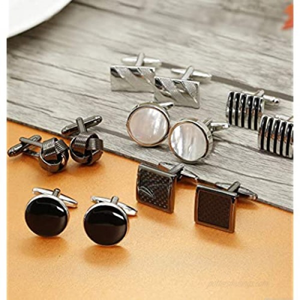 Jstyle 6Pairs Classic Cufflinks Set for Men Wedding Bussiness Cufflink Shirts Mens Jewelry with Gift Box