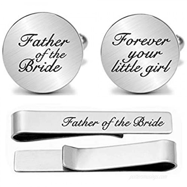 JUPPE Father of The Bride Cuff Links Tie Bar Set Personalized Wedding Cufflinks Gift for Dad Groom Father Husband