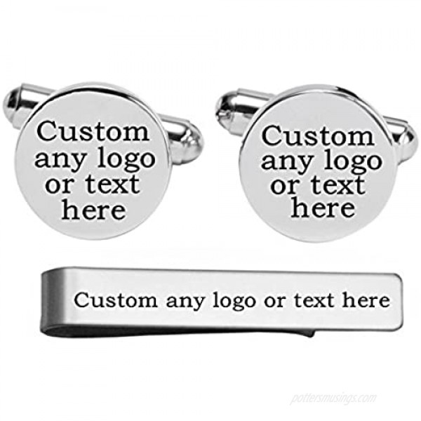 Kooer Custom Personalized Wedding Engraved Cuff Links Tie Clip Set Engrave Wedding Cufflinks Jewelry Gift