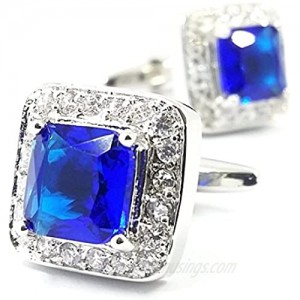 LBFEEL Big Crystal Cufflinks for Men in Blue and Pink