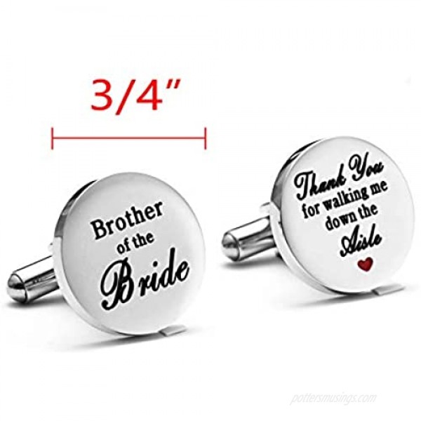 Melix Home Brother of The Bride Stainless-Steel Cufflinks Thank You for Walking Me Down The Aisle Cuff Links Brother Wedding Party Gifts