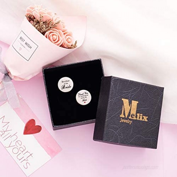 Melix Home Brother of The Bride Stainless-Steel Cufflinks Thank You for Walking Me Down The Aisle Cuff Links Brother Wedding Party Gifts