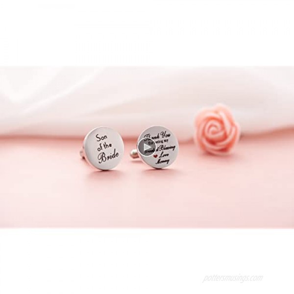 Melix Home Son of The Bride Cuff Links - Thank You for Being My Greatest Blessing Cuff Links