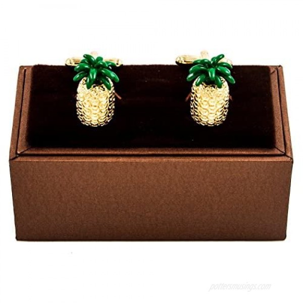 MRCUFF Pineapple Hawaii Fruit Cook Chef Pair Cufflinks in a Presentation Gift Box & Polishing Cloth