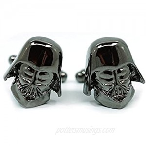 Teri's Boutique Men's Jewelry Star Wars Darth Vader Head Dark Gray Gunmetal Cufflinks Pair w Box