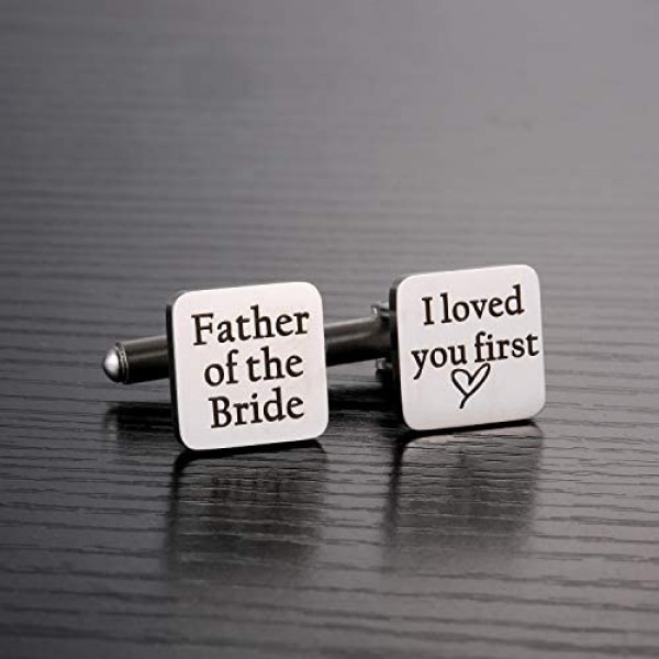 Ukodnus Father of The Bride Cufflinks Father of The Bride Gift from Daughter Gift for Dad on Wedding Day I Loved You First Cuff Links