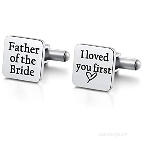 Ukodnus Father of The Bride Cufflinks Father of The Bride Gift from Daughter Gift for Dad on Wedding Day I Loved You First Cuff Links
