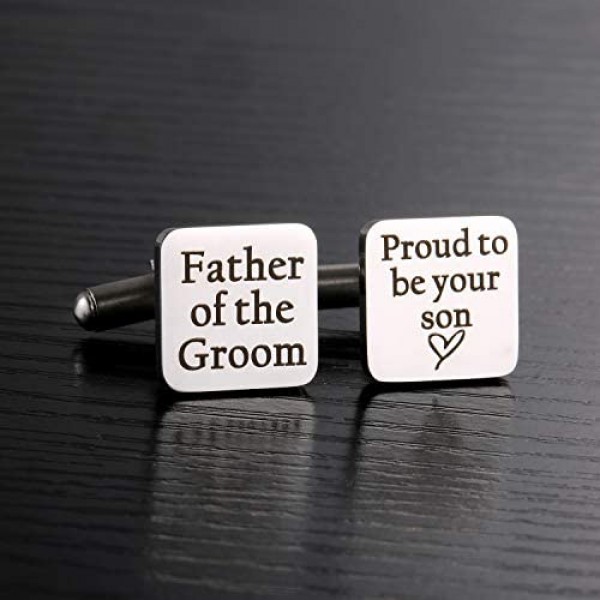 Ukodnus Father of The Groom Cufflinks Father of The Groom Gift from Son for Wedding Proud to be Your Son Cuff Links