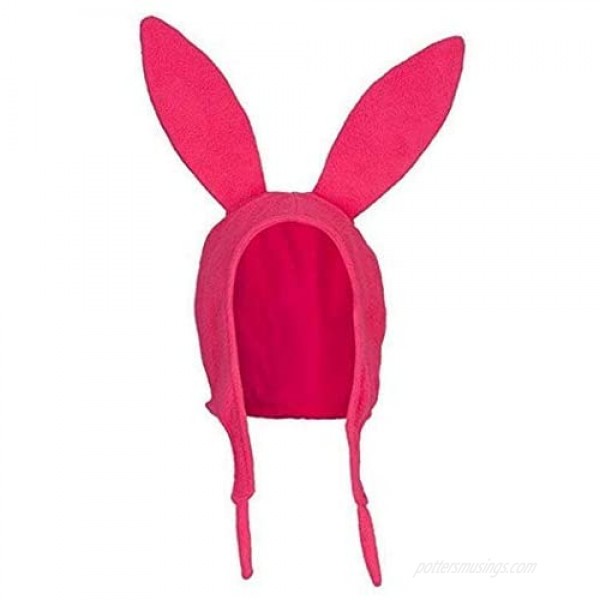 Bob's Louise Rabbit Ear Hat Burgers Beanie Cosplay Costume Halloween Fleece Hat Bunny Ears (Mom Pink)