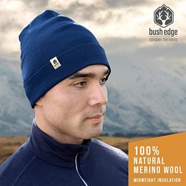 Bush Edge 100% Merino Wool Cuff Beanie Hat