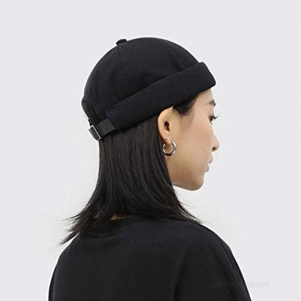 Clape Thick Cuff Brimless Caps for Men Washed Cotton Retro Worker Hat Rolled Cuff Harbour No Visor Sailor Fisherman Leon Hat