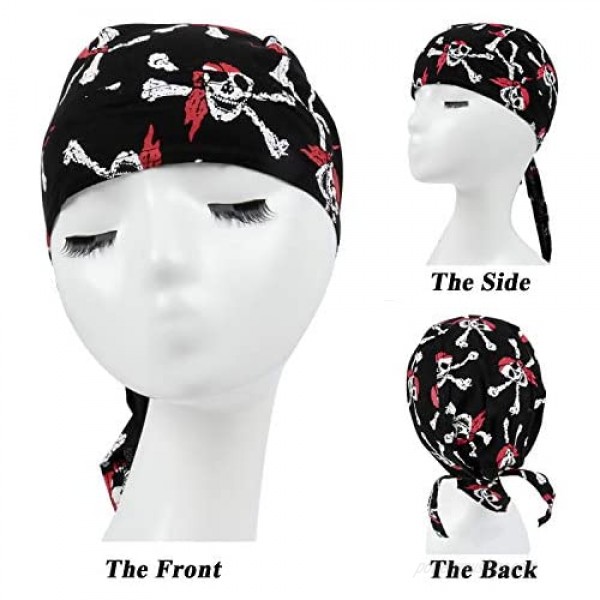 DOCILA 3 Pcs Do Rags for Men Skull Cap Bandana Hat Breathable Helmet Linner Beanie