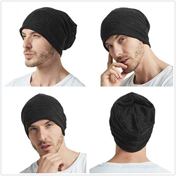 EINSKEY Slouchy Beanie for Men/Women 2-Pack Oversize Baggy Skull Cap Summer Thin Knit Hat