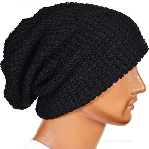 FORBUSITE Mens Slouchy Long Oversized Beanie Knit Cap for Summer Winter B08