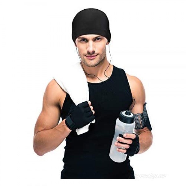 Geyoga 6 Pieces Sweat Wicking Cap Running Hats Skull Cap Helmet Liner for Men and Women Fitting Running Jogging Exercise