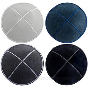 HolYudaica Pack of 4-Pcs - Hq 4-Colors Suede Kippah for Men Boys and Kids  Yamaka Hat from Israel - Kippot Bulk (5.9inch - 15CM)