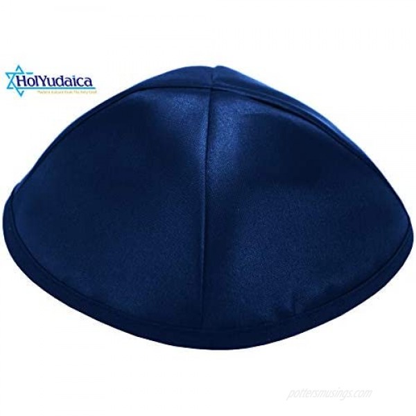HolYudaica Pack of 5-Pcs - Hq 19/20CM Satin Kippah for Men & Boys Yamaka Hat from Israel - Kippot Bulk