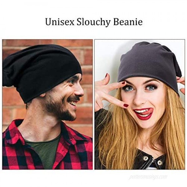 Outus 4 Pieces Thin Knit Slouchy Cap Beanies Hat Unisex Hip-Hop Sleep Cap Dwarf Hat