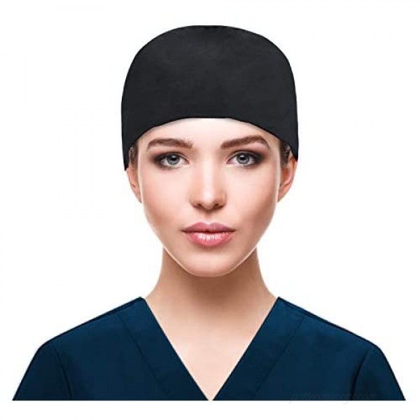 QBA Adjustable Working Cap with Button Cotton Working Hat Sweatband Elastic Bandage Tie Back Hats for Women & Men One Size