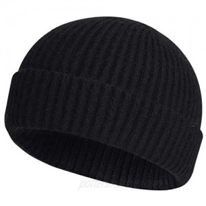 ROYBENS Swag Wool Knit Cuff Short Fisherman Beanie for Men Women Winter Warm Hats