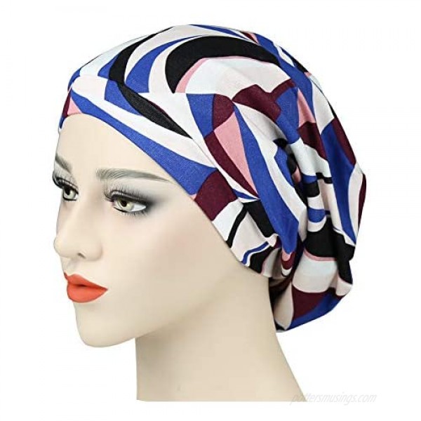 Satin Sleeping Cap for Curly Hair Women Floral Hair Cover Bonnet Stay All Night