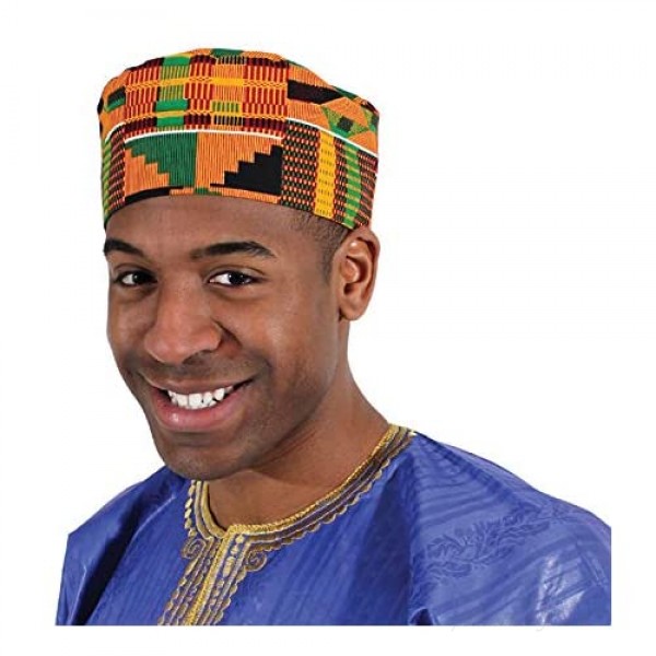 Shophaven African Kente Kufi Hat Kofi Hat Ankara Cap African Men Hat Choir Black History Month Men Accessory
