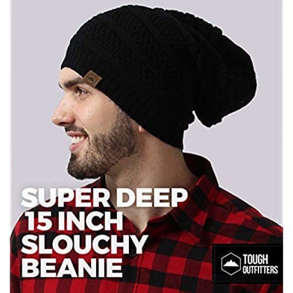 Slouchy Winter Beanie Knit Hats for Men & Women - Oversized Long Slouch Beanie Cap - Warm & Soft Cold Weather Toboggan Caps
