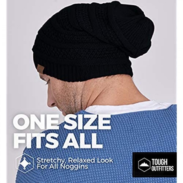 Slouchy Winter Beanie Knit Hats for Men & Women - Oversized Long Slouch Beanie Cap - Warm & Soft Cold Weather Toboggan Caps