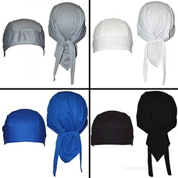 Sweat-Wicking Head Wrap Dew Rag Skull Cap Quick-Drying Helmet Liner Hats for Men and Women