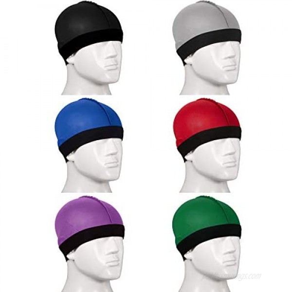 Syhood 6 Pieces Elastic Band Silky Wave Caps for Men Soft Breathable Material for 360 540 and 720 Waves