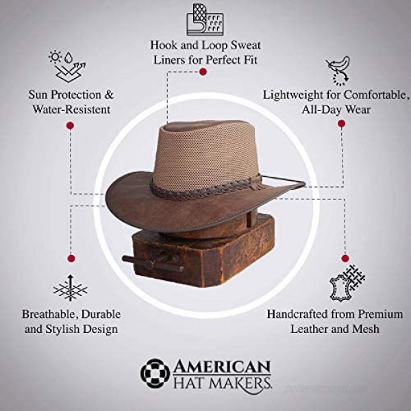 American Hat Makers Breeze Leather and Mesh Outdoor Sun Hat