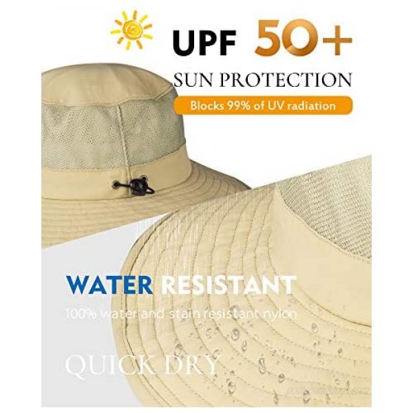 Camptrace Sun Hat for Men Women Wide Brim Fishing Hiking Hat Sun Protection Bucket Hat with Neck Flap UPF 50+