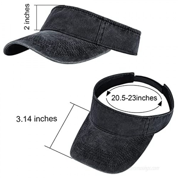 Cooraby 3 Pack Sport Sun Visor Hats Washed Cowboy Hat Twill Cotton Ball Caps Sun Cap for Men Women