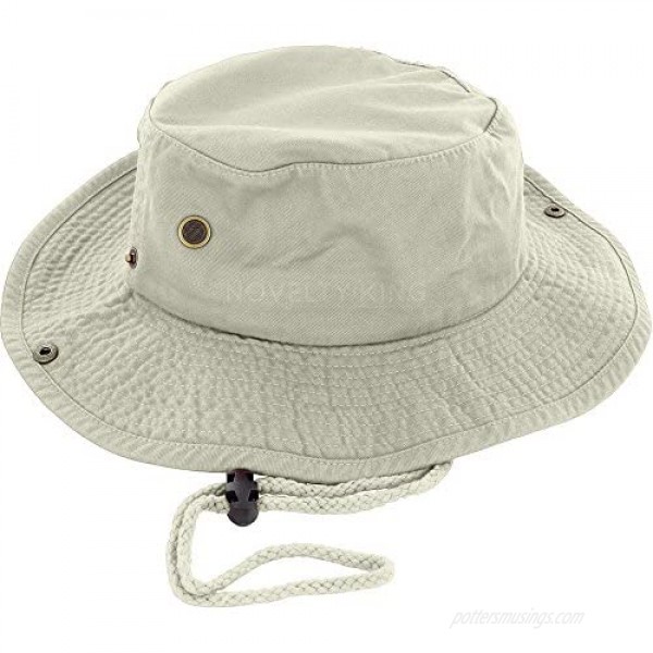 DealStock 100% Cotton Boonie Fishing Bucket Men Safari Summer String Hat Cap