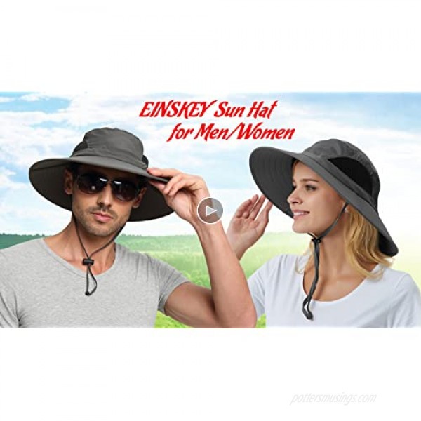 EINSKEY Sun Hat for Men/Women Summer UV Protection SPF Waterproof Boonie Hat for Fishing Hiking Garden Safari Beach