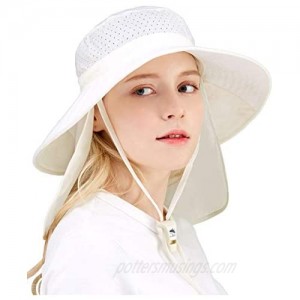 Hiking Gardening Sun Hat with Foldable Neck Flap Wide Brim Bucket Hat for Men Women