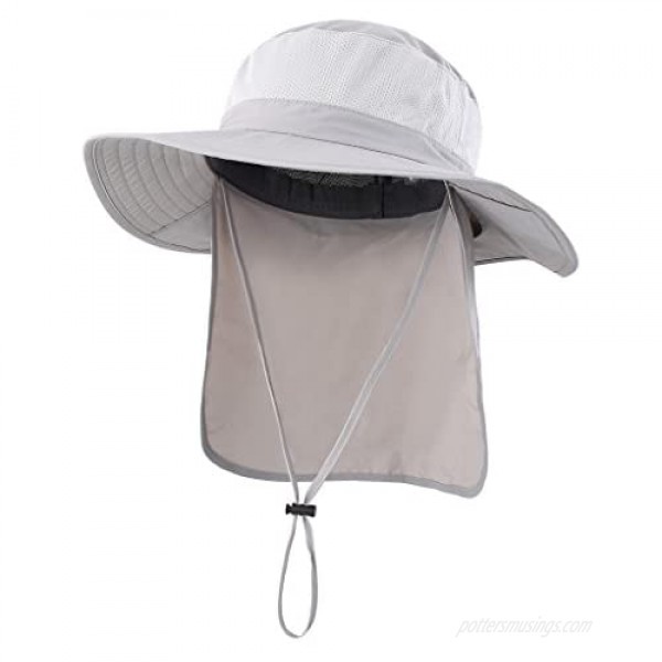 Home Prefer Outdoor UPF50+ Mesh Sun Hat Wide Brim Fishing Hat with Neck Flap