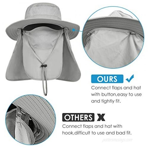 IYEBRAO Mens Outdoor Sun Hat with Face Neck Flap UV Protection for Fishing Hiking Garden