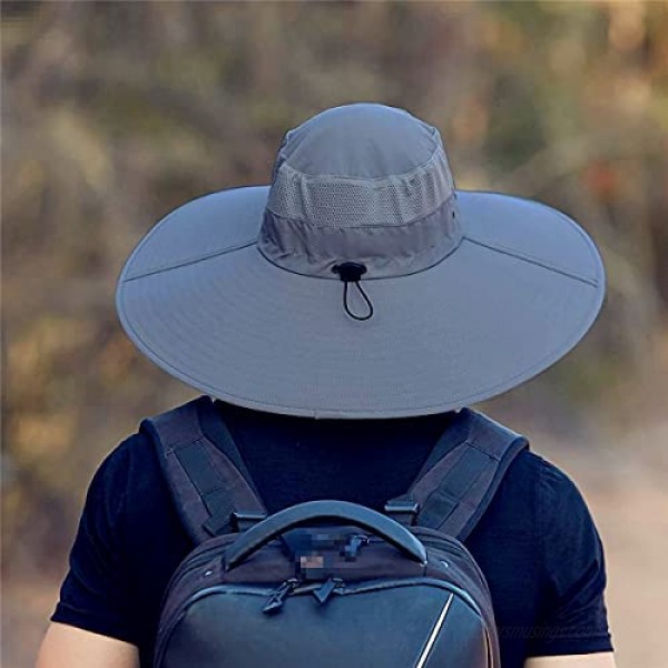 IYEBRAO Mens Super Wide Brim Sun Hat UPF50+ UV Protection Waterproof Large Brim Bucket Hat for Fishing Hiking Camping