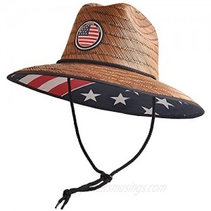 Men's Classic Straw Hat Outsider Sun Protection Straw Lifeguard Hat UPF 50+ Sun Hat with Wide Brim