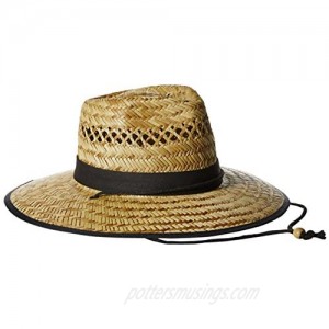 San Diego Hat Co. Men's Upf 50 Wide Brim Straw Lifeguard Outback Sun Natural One Size