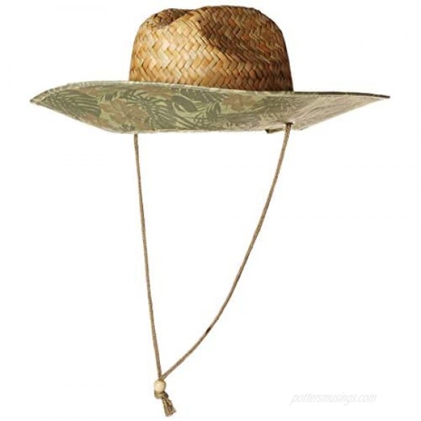 San Diego Hat Company Men's Straw Lifeguard Hat with Adjustable Chin Cord Straw Hat for Men Olive