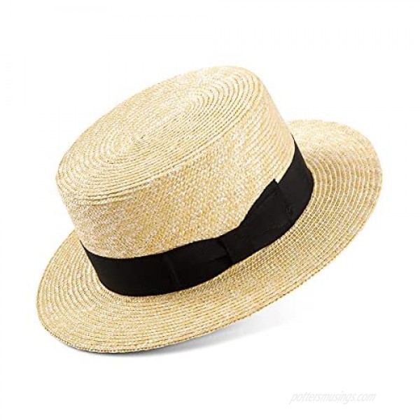 Straw Hat for Women & Men Boater Sun Hats Beach Summer Panama Wide Brim Caps