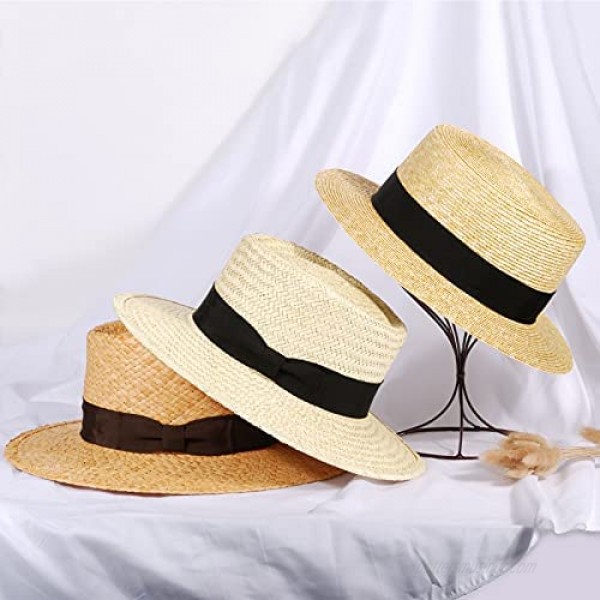 Straw Hat for Women & Men Boater Sun Hats Beach Summer Panama Wide Brim Caps