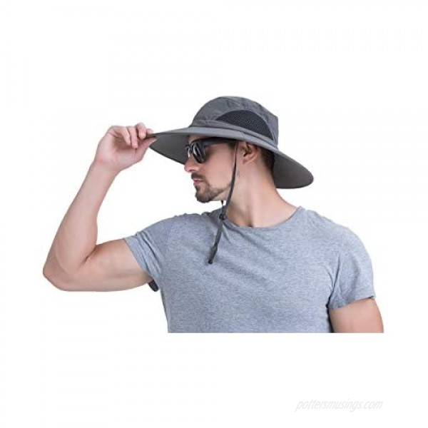 Summer Outdoor Sunscreen Square Big Fishing Hats Waterproof Breathable Wide Side Adjustable Chin Belt for Men/Women.Momoon