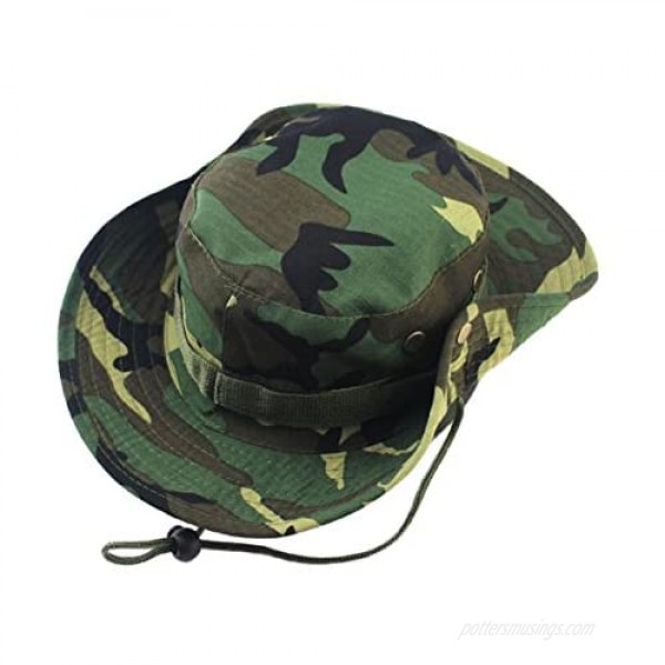 Tanming Outdoor Summer Wide Brim Boonie Hat Military Camo Sun Cap for Men or Women