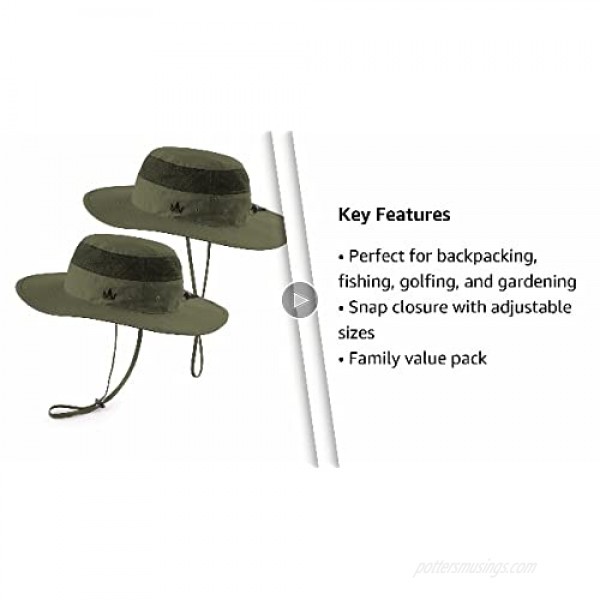 The Friendly Swede Sun Hat for Men and Women 2-Pack - UPF 50+ Fishing Boonie Hat for Safari and Summer